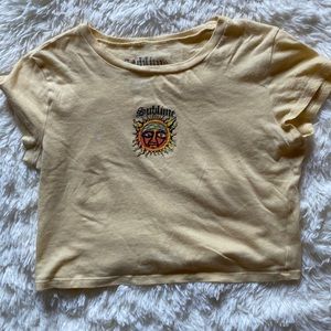 light yellow sublime cropped tee.